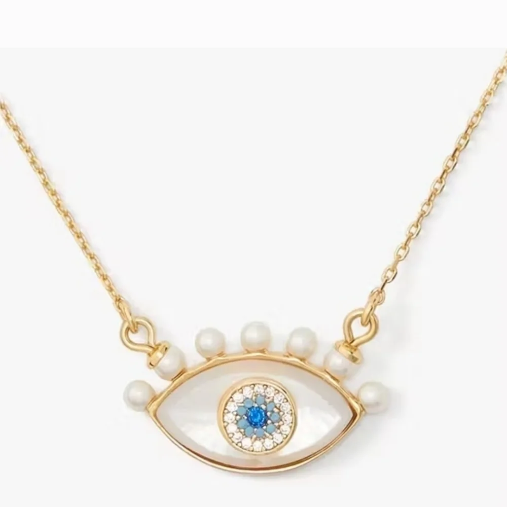 👁▪️ Kate Spade▪️ Gold-Tone Mixed Stone Evil Eye Pendant 16in Necklace ✨️👁